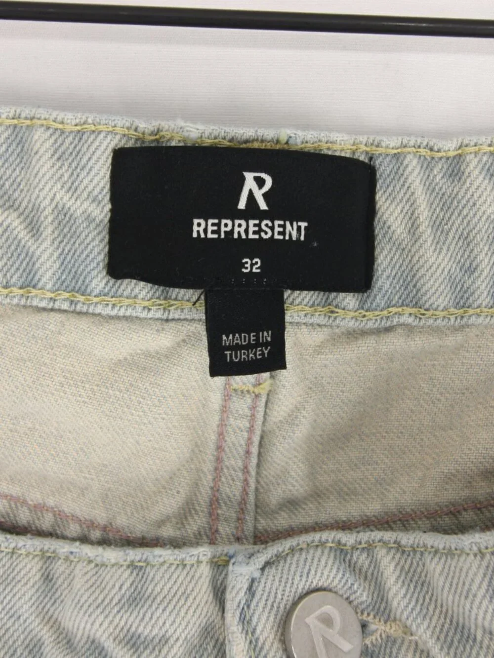 Represent R3 Baggy Jeans Mens 32 Blue  Light Wash Wide Leg Streetwear